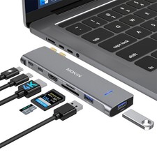 MOKiN MacBook Adapter 7 in 2 HDMI 4K/PD USB C Hub for MacBook Pro/Air/M1 2x USB