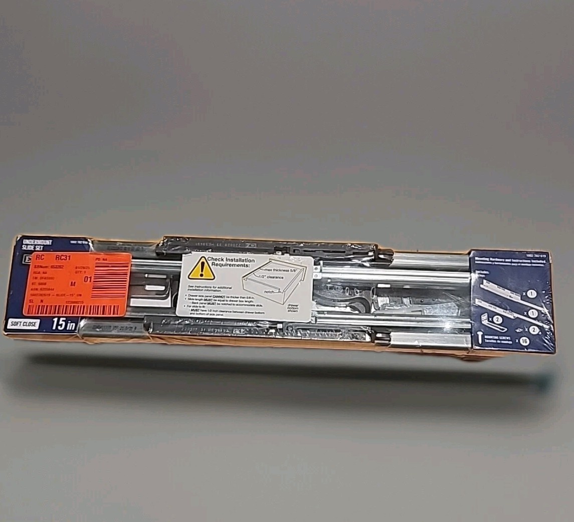 Everbilt 15 in. Undermount Soft Close Cabinet Drawer Slide S