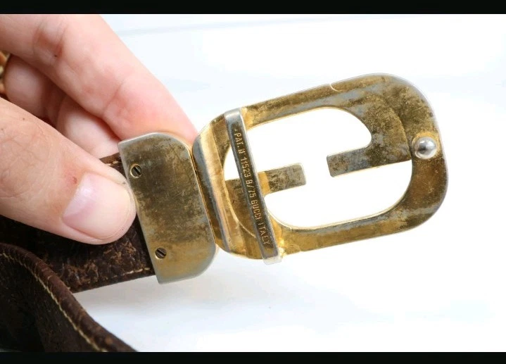 Cinturón de cuero de lona con monograma GUCCI GG Supreme, entrelazado G, talla XS, 27" de largo Foto 3 de 4