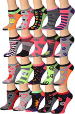 Women's 20 Pairs Colorful Cute Patterned Low Cut/No Show Socks Size 9-11 Ankl...
