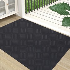 Black Anti-Slip Rubber Safety Floor Mats - Checker Plate Grain Multi Size Option