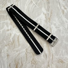 GENUINE OMEGA POLYAMIDE BLACK WHITE STRIPE NATO WATCH STRAP 21/22mm - BIG SAVING