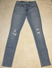Levi's Women  s Jeans 711 Size 26 Light Wash Denim Skinny Distressed Style Pants