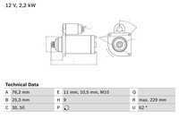 DéMarreur Bosch 0 986 024 050 FüR OE 059 911 024 C - 059 911 024 E - 059 911