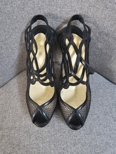 Christian Louboutin Branda Sling Back Fishnet Heels Black Size 37.5