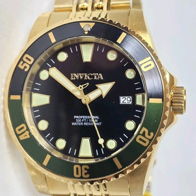 Invicta Men's Pro Diver Automatic Gold Black Green Watch 44mm