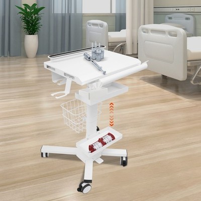 Laptop Workstation Cart Dental Medical Cart Medical Trolley w/ Scanner Holder