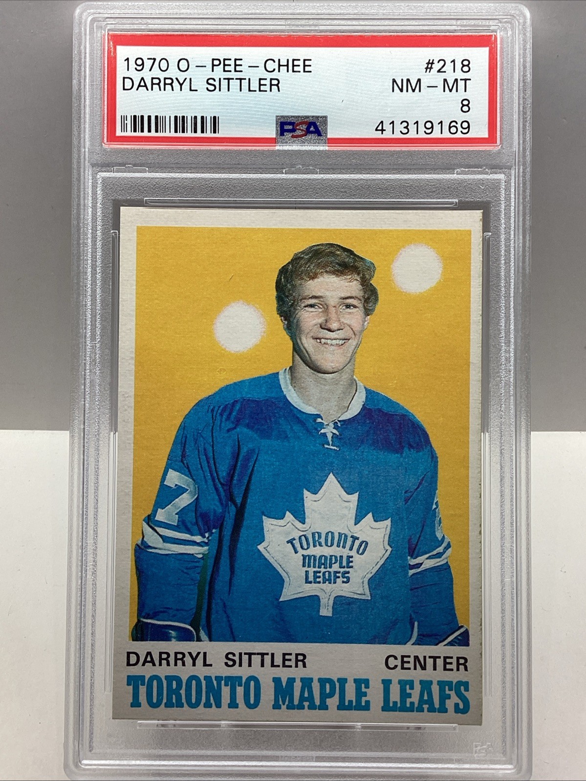 1970-71 O PEE CHEE DARRYL SITTLER #218 RC PSA 8