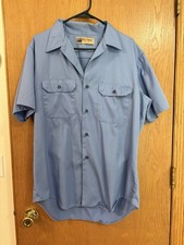 Vintage Big Mac Men s Blue Short Sleeve Button-Front Work Shirt, Size L