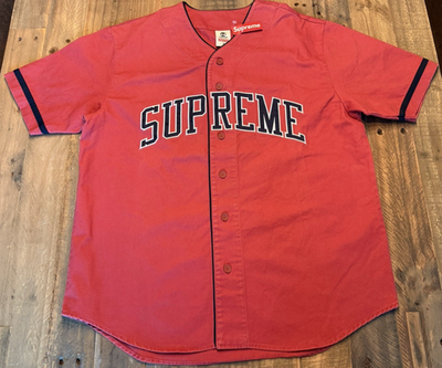 Supreme Timberland Baseball Jersey Red Medium MLB Spellout Logo