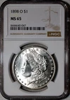 NGC MS-65 1898-O Morgan Silver Dollar, Cartwheeling, Blast-White Gem.