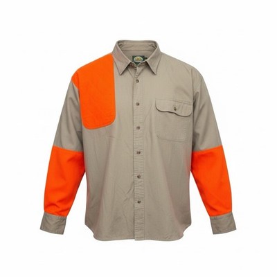 Cabela s Hunting Shirt Mens 2XL Reg Tan Blaze Orange Shooting Shooting Shirt