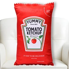 Premium Ketchup Pillow Plush - 20"x12" Tomato Décor Cute Gifts Christmas Than...