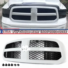 Bright White Shell Front Grille w/ Black Mesh Grill For Dodge Ram 1500 2013-2018