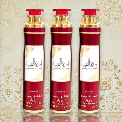 3x Lattafa Ameerat Al Arab Raumduft 300 ml   Raumspray, Lufterfrischer mit Oud