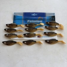 12 Felmlee 3.5” Swimming Shad Minnow Rubber Jig Swim Bait Paddle Tail Google Eye