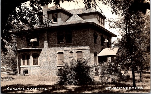 Real Photo Postcard General Hospital (former house) Pender, Nebraska used 1943