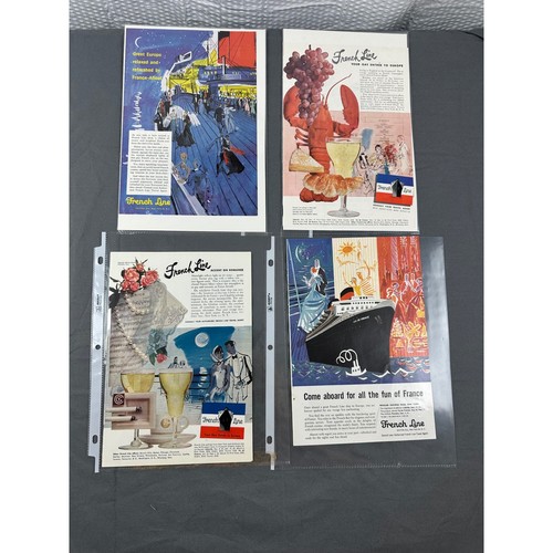 Lot 7 Vintage French Line Cruise Ship Travel Ads Ile De France Flandre Europe