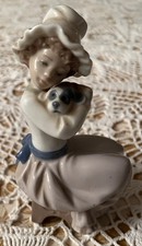 VINTAGE NAO BY LLADRO #1701  A BIG HUG  GIRL WITH PUPPY