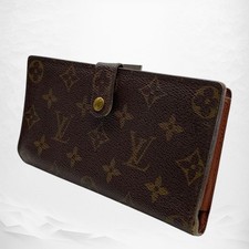 Louis Vuitton Monogram Continental Clutch Kiss Lock Long Wallet Brown