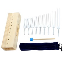9 Solfeggio Tuning Fork Set W/ Wooden Voice Box For Healing Therapy Medical