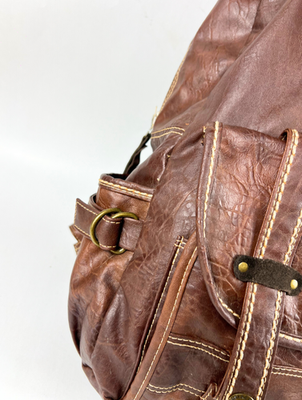 Vintage Diesel Backpack Brown Leather Y2K 90s Rare Bag Distressed