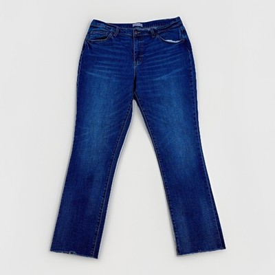 Oliver Logan Jeans Women 33 Blue Crosby Relaxed Taper Slow Denim Raw Hem