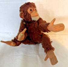Vintage Steiff Monkey 5325 Mohair Plush Germany Glass Eyes 7? Jocko