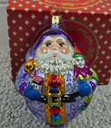 Retired Christopher Radko Purple Santa Glass Christmas Ornament in Box Signed — photo 1