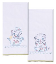 Tobin T264102 Kittens Towels 17" x 30" Stamped Kitchen Towels for Embroidery ...