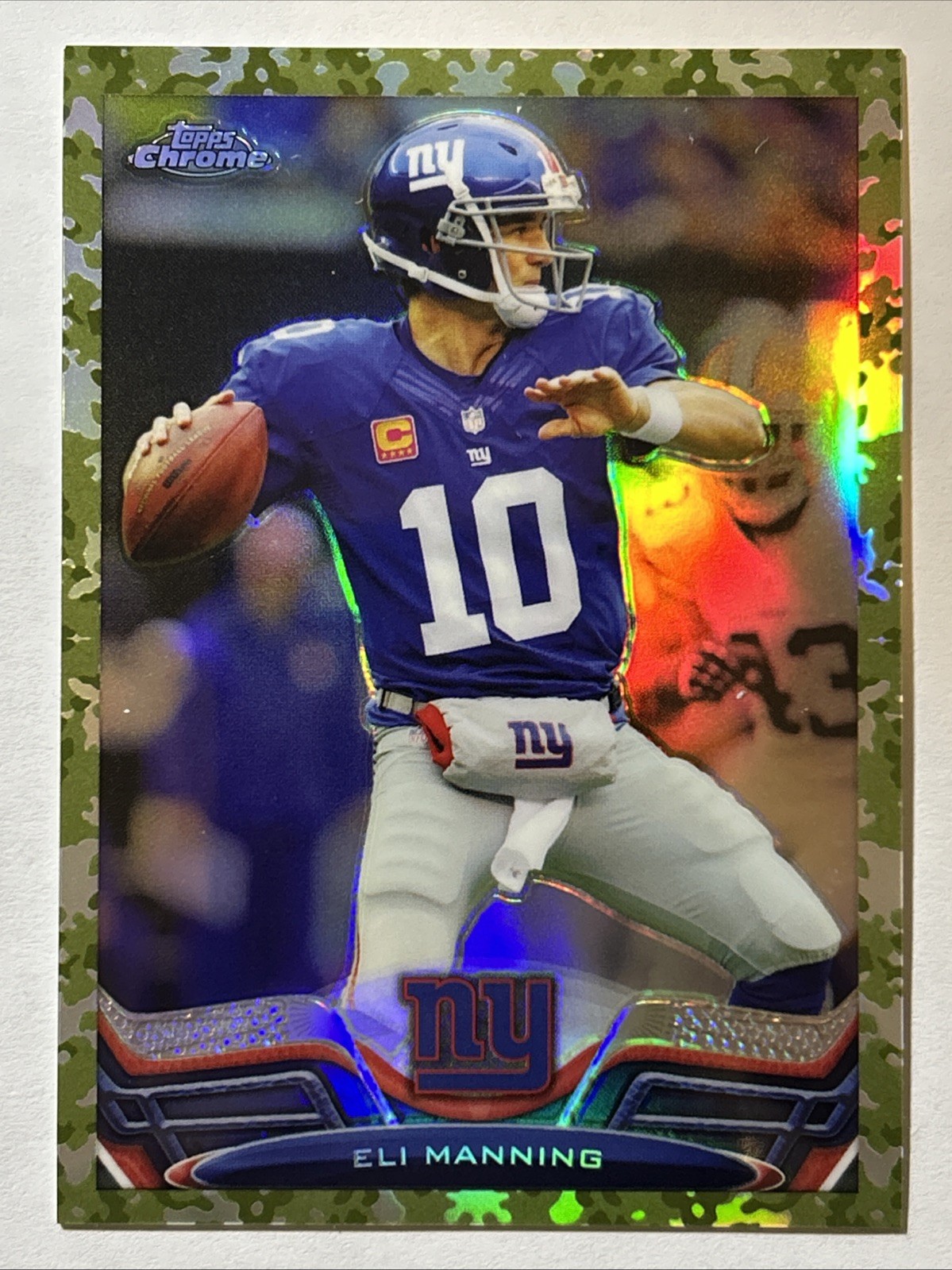 2013 Topps Chrome Camo Refractor, Eli Manning #ed 479/499, Card #105