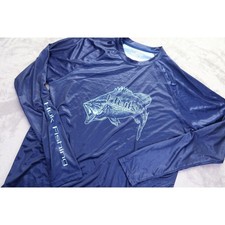 Huk Performance Large Mouth Bass Blue Fishing Tournament Jersey Shir M