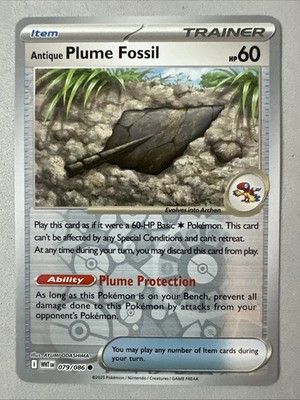 Pokemon TCG * SV White Flare * 079/086 Antique Plume Fossil C * REVERSE HOLO NM