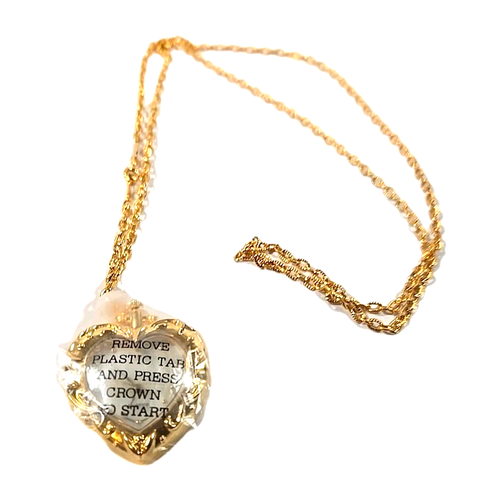 Vintage NOS Avon Heart Watch Pendant Necklace 31" Gold Tone Costume Jewelry - Picture 2 of 5