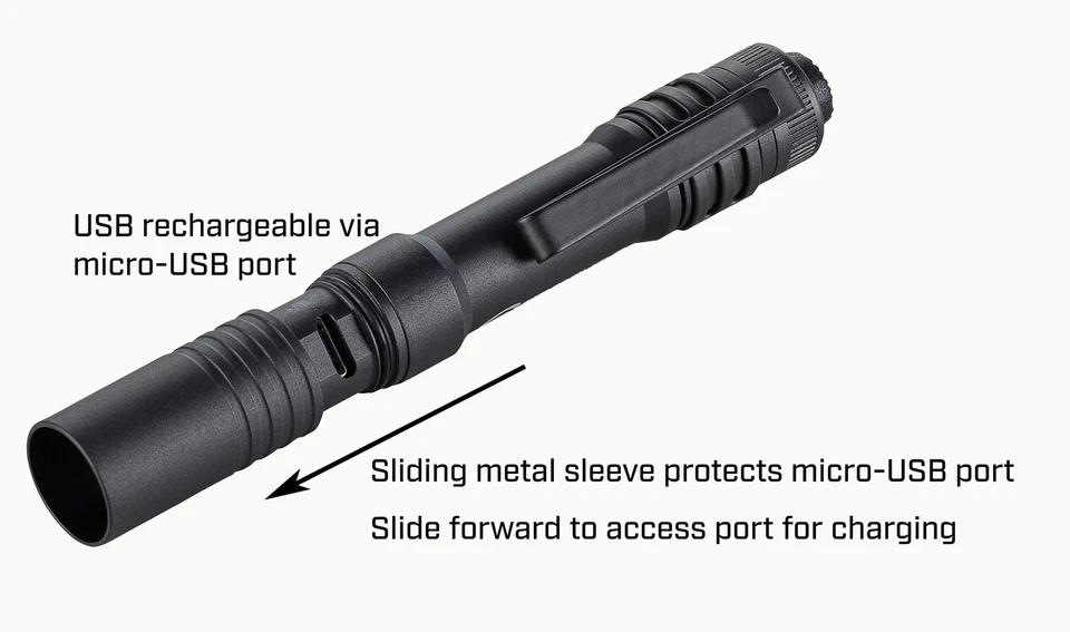 Streamlight 66601 Microstream 250 Lumens LED USB Rechargeable Flashlight-Black - Image 4 of 4