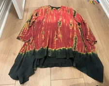 Citron Santa Monica Small Rayon Blend Tie Dyed Blouse Shirt Boxy