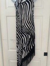 Black And White Zebra Stripe Latin Ballroom Practice Dress - Large