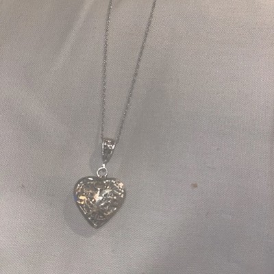 Nachlass Sterlingsilber .925 offenes Herz filigran Anhänger an 18'' Halskette 2. 9gms