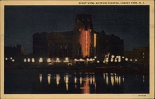 Asbury Park New Jersey Mayfair Theatre night  light reflections linen postcard