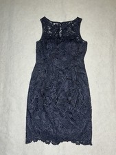 Navy Blue Adrianna Papell Lace Sheath sleeveless Dress size 4