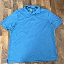 Champion Men Polo Shirt L Turquoise Solid Short Sleeve Collar Casual Duo Dry