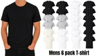 Men's 6 Pack T-Shirts Cotton Plain Tee Crew Neck Short Sleeve Summer Top New