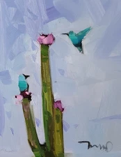 Periwinkle Blue Dark Green Home Decor PRINT Painting By Artist Jose Trujillo