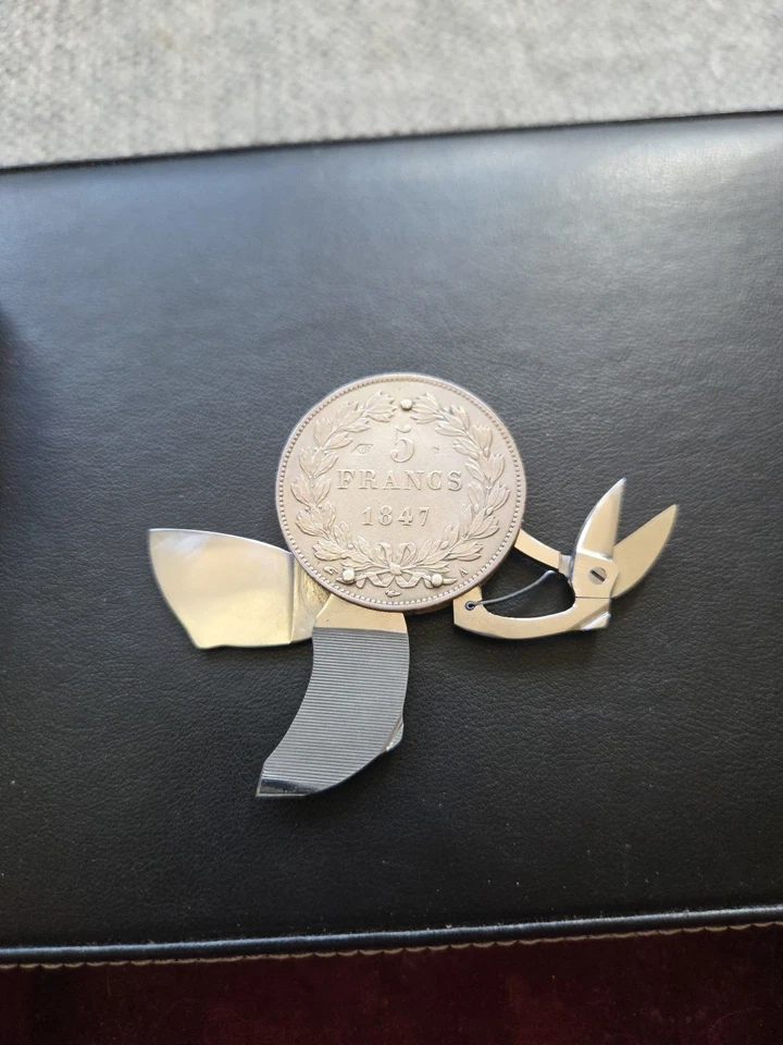 ELOI PERNET 1847 MONEDA FRANCESA 3 hojas cuchillo/tijeras/archivo- plata 900 Foto 4 de 4