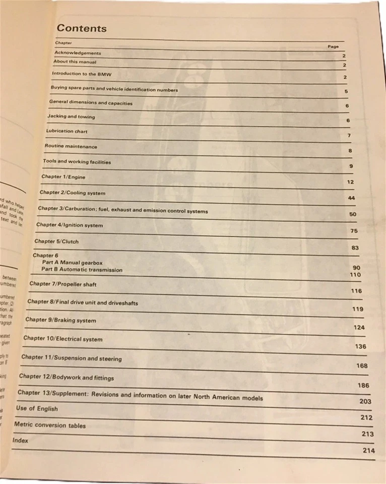 BMW 320i Haynes 1975-1983 manual de reparación automotriz taller taller libro Foto 3 de 4