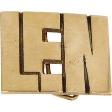 New Brass Len Lenny Lennie Leonard Name Tag Hippie 1970s NOS Vintage Belt Buckle