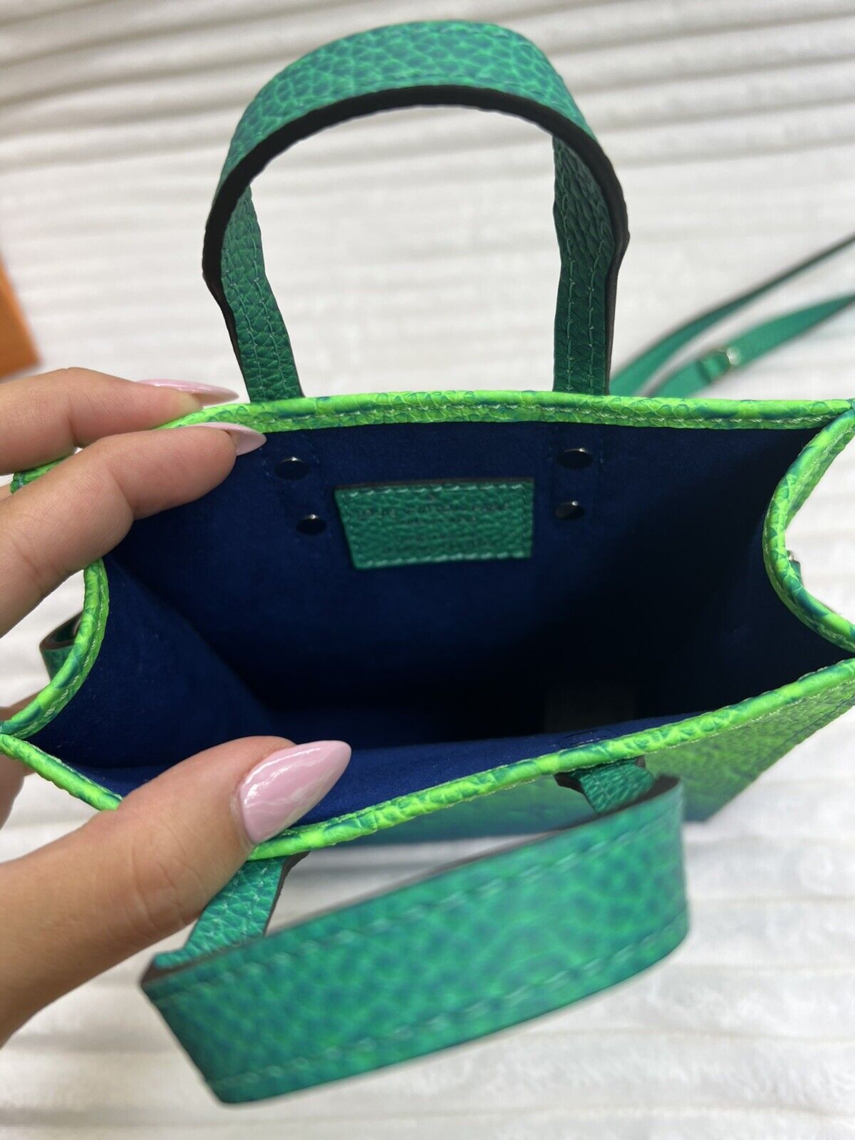 Abloh x Vuitton Green/Blue Mini Sac Plat - Vintage Lux