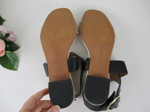 Banana Republic Black Leather & Snake Print Ankle Strap Sandals size 7 - Picture 8 of 11