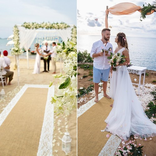 36 Inch x 20Ft Natural Burlap Wedding Runner Aisle Rustic Burlap Decorations - Picture 2 of 6