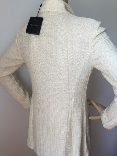 NWT ST JOHN KNIT SIZE 6 WOMENS CREAM VANILLA SKIRT SUIT JACKET TWEED WOOL RAYON - Picture 10 of 11